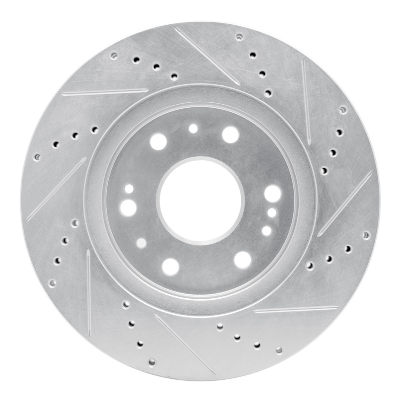 Cadillac XTS Brake Rotor (1) - Front Left - R1 Concepts - Drilled & Slotted - Silver - `05-`20